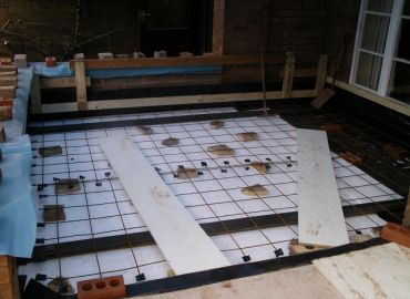 Underfloor heating being laid