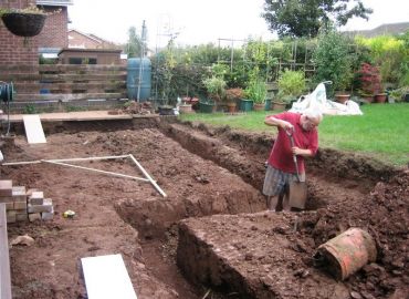 Laying out the footing trenches