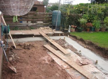 Footings in and filled with concrete