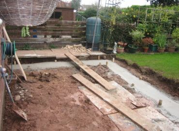 Footings in and filled with concrete