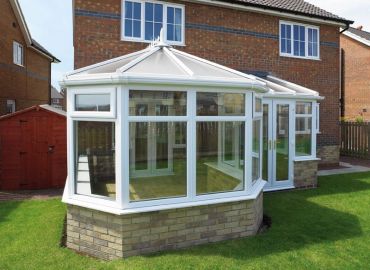 P Shape Conservatory with dwarf wall